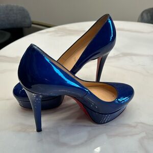 Size 38 blue Louboutin platform heels